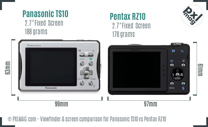 Panasonic TS10 vs Pentax RZ10 Screen and Viewfinder comparison