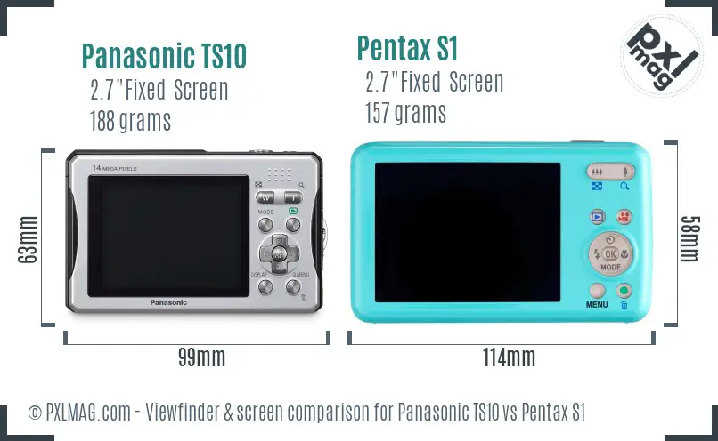Panasonic TS10 vs Pentax S1 Screen and Viewfinder comparison