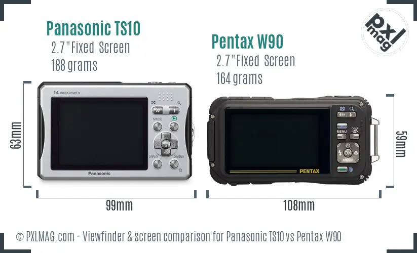 Panasonic TS10 vs Pentax W90 Screen and Viewfinder comparison
