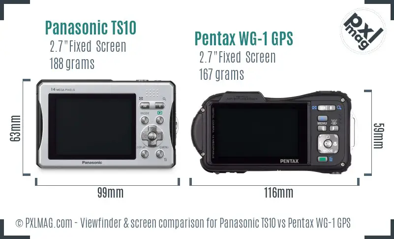 Panasonic TS10 vs Pentax WG-1 GPS Screen and Viewfinder comparison