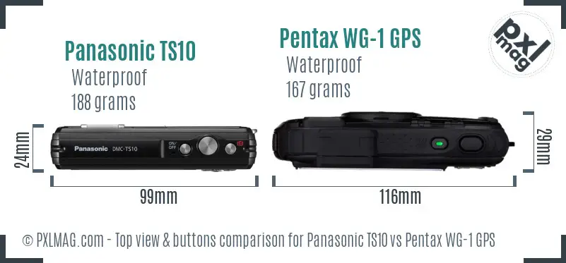 Panasonic TS10 vs Pentax WG-1 GPS top view buttons comparison