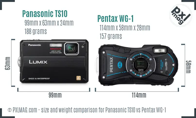 Panasonic TS10 vs Pentax WG-1 size comparison