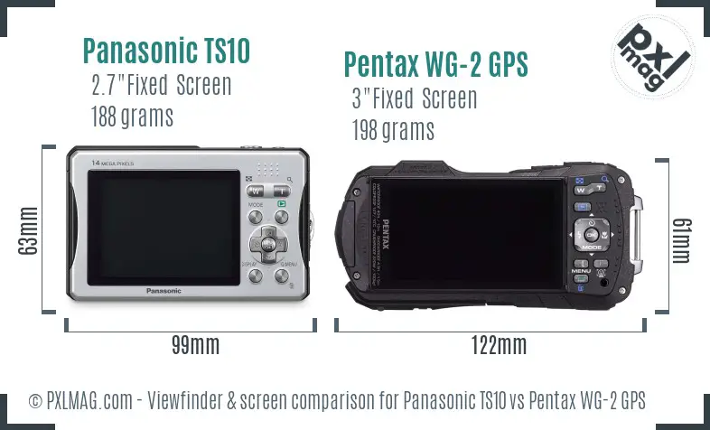 Panasonic TS10 vs Pentax WG-2 GPS Screen and Viewfinder comparison