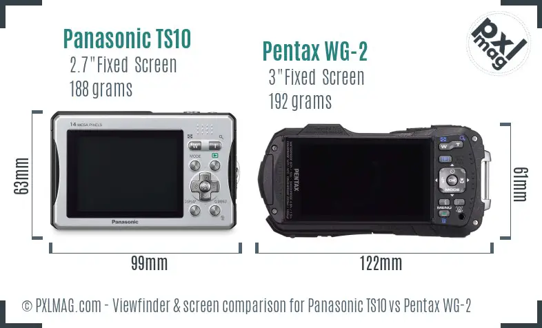 Panasonic TS10 vs Pentax WG-2 Screen and Viewfinder comparison
