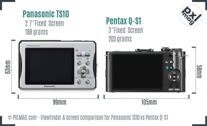 Panasonic TS10 vs Pentax Q-S1 Screen and Viewfinder comparison