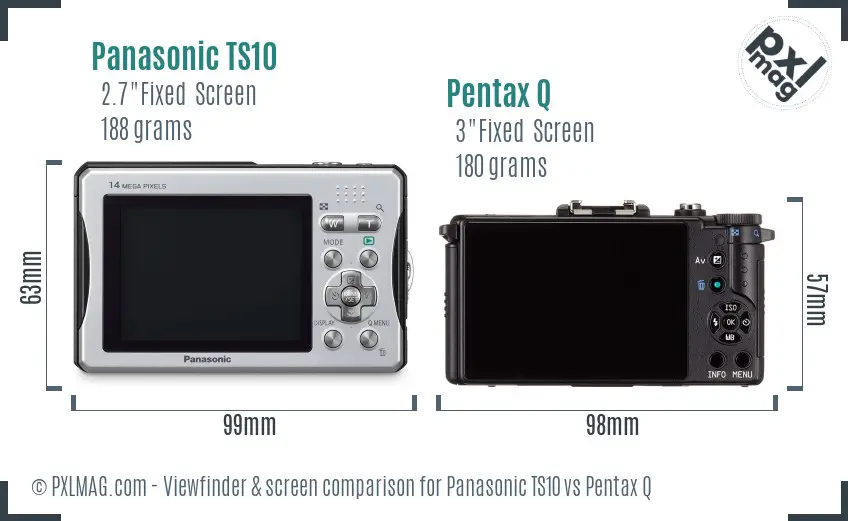 Panasonic TS10 vs Pentax Q Screen and Viewfinder comparison