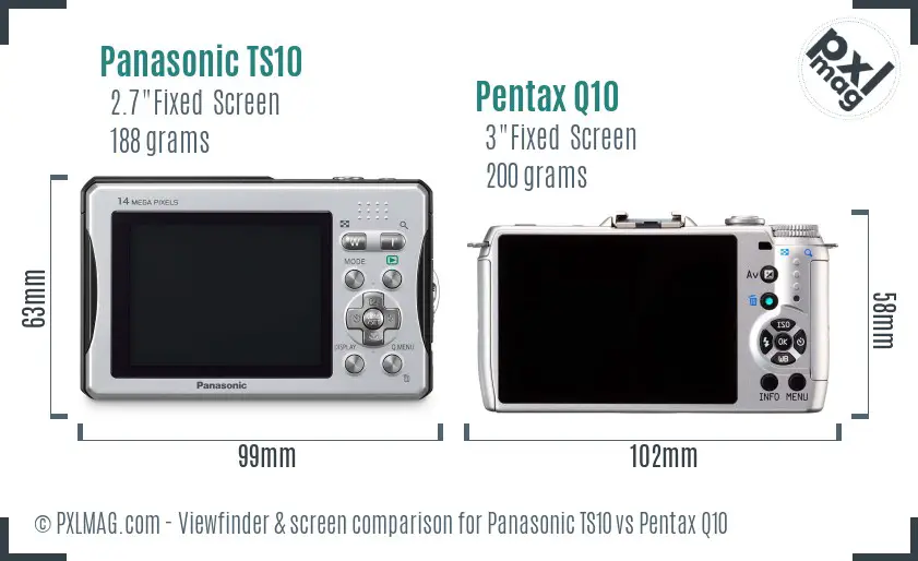 Panasonic TS10 vs Pentax Q10 Screen and Viewfinder comparison