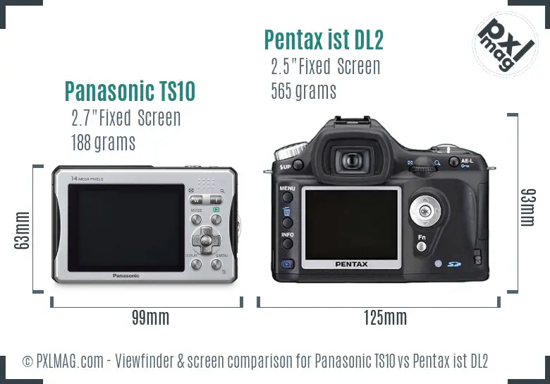 Panasonic TS10 vs Pentax ist DL2 Screen and Viewfinder comparison