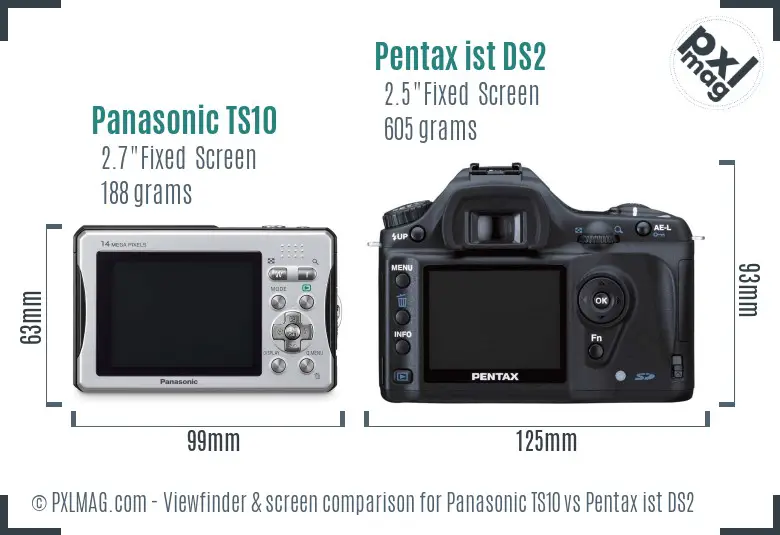 Panasonic TS10 vs Pentax ist DS2 Screen and Viewfinder comparison