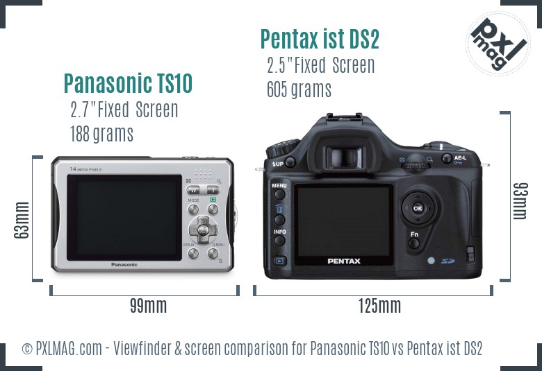 Panasonic TS10 vs Pentax ist DS2 Screen and Viewfinder comparison