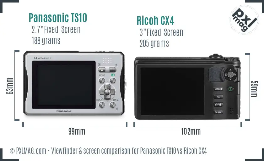 Panasonic TS10 vs Ricoh CX4 Screen and Viewfinder comparison