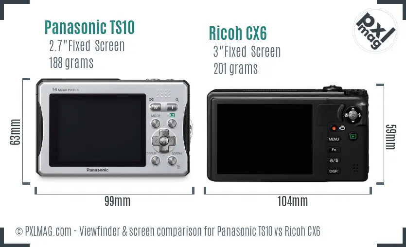 Panasonic TS10 vs Ricoh CX6 Screen and Viewfinder comparison