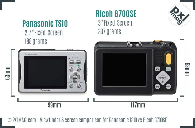 Panasonic TS10 vs Ricoh G700SE Screen and Viewfinder comparison