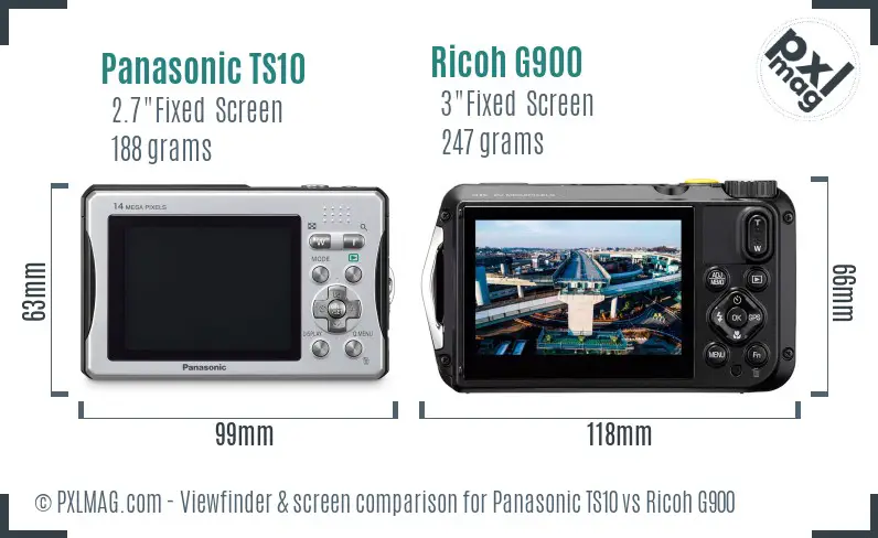 Panasonic TS10 vs Ricoh G900 Screen and Viewfinder comparison