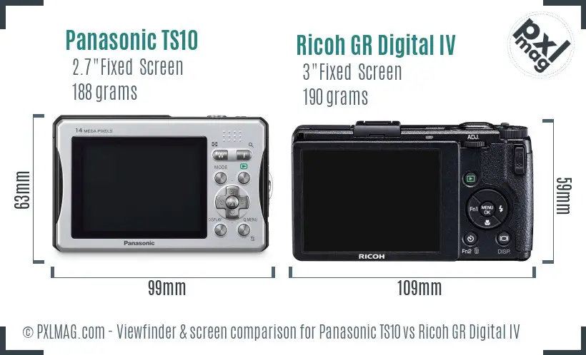 Panasonic TS10 vs Ricoh GR Digital IV Screen and Viewfinder comparison Panasonic TS10 vs Ricoh GR Digital IV Screen and Viewfinder comparison