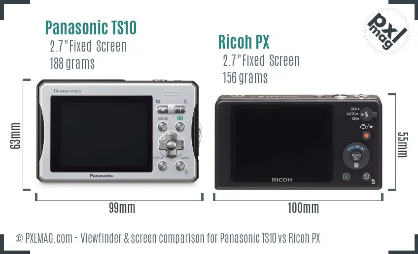 Panasonic TS10 vs Ricoh PX Screen and Viewfinder comparison