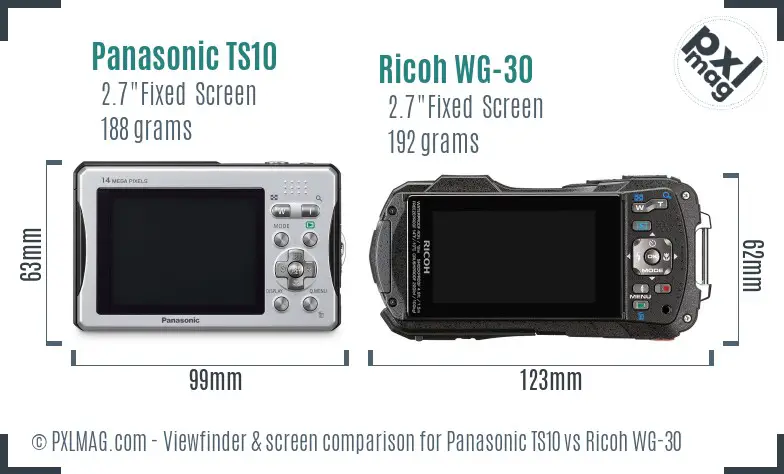 Panasonic TS10 vs Ricoh WG-30 Screen and Viewfinder comparison