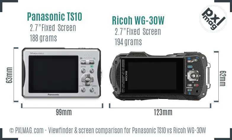 Panasonic TS10 vs Ricoh WG-30W Screen and Viewfinder comparison