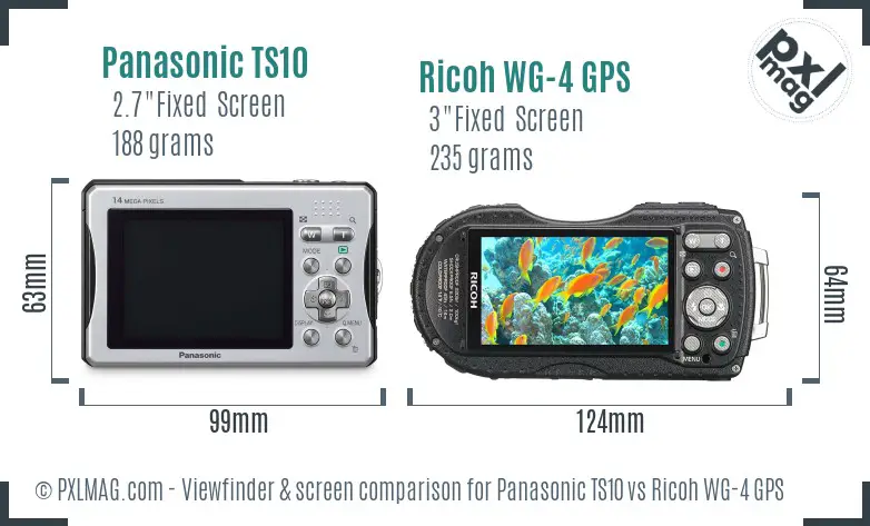 Panasonic TS10 vs Ricoh WG-4 GPS Screen and Viewfinder comparison
