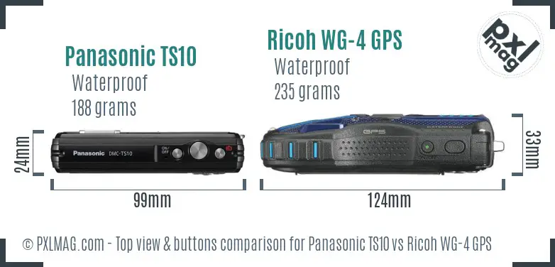 Panasonic TS10 vs Ricoh WG-4 GPS top view buttons comparison