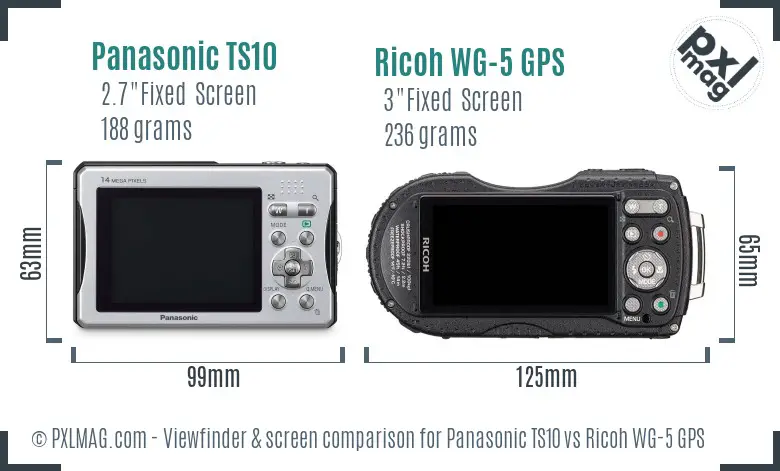 Panasonic TS10 vs Ricoh WG-5 GPS Screen and Viewfinder comparison
