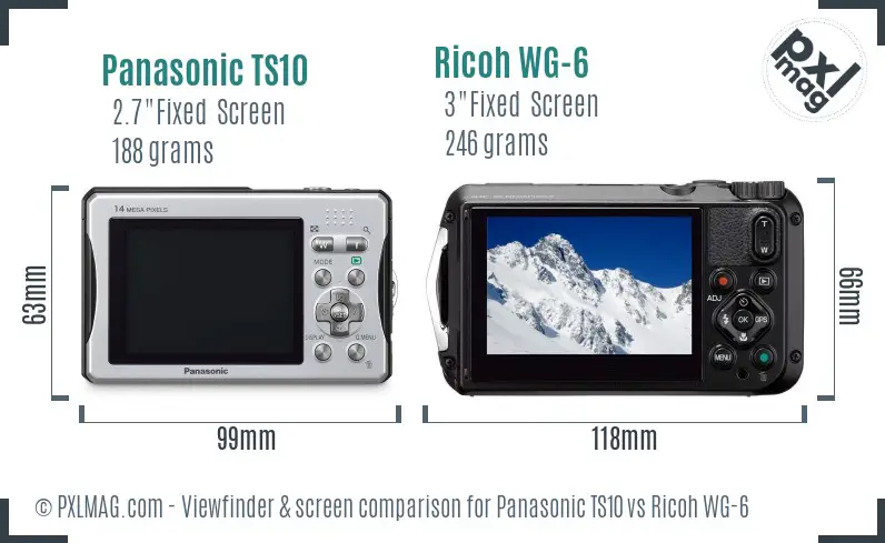 Panasonic TS10 vs Ricoh WG-6 Screen and Viewfinder comparison