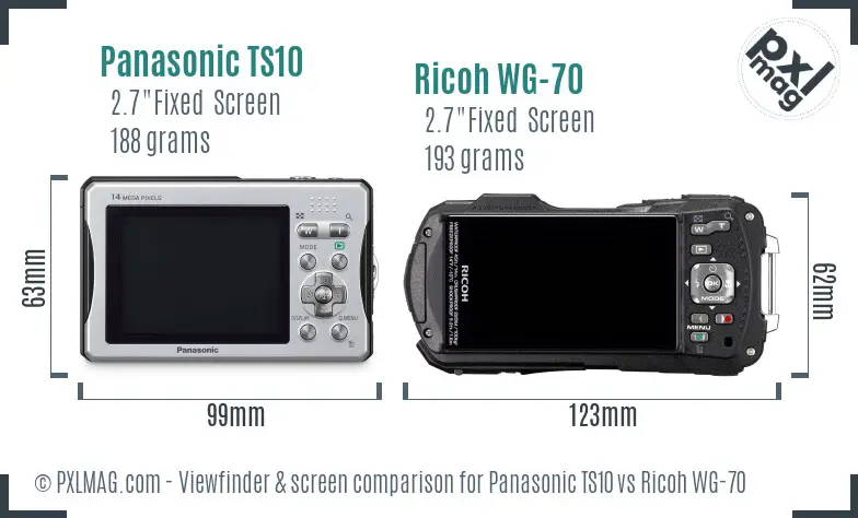 Panasonic TS10 vs Ricoh WG-70 Screen and Viewfinder comparison