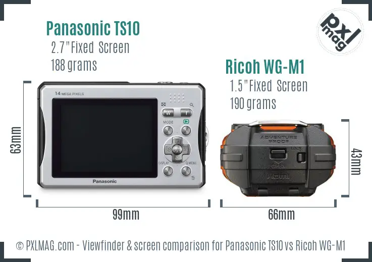 Panasonic TS10 vs Ricoh WG-M1 Screen and Viewfinder comparison Panasonic TS10 vs Ricoh WG-M1 Screen and Viewfinder comparison