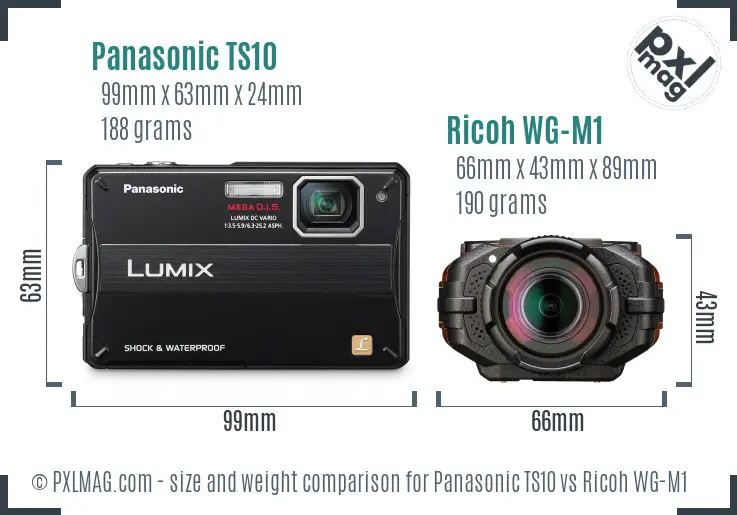 Panasonic TS10 vs Ricoh WG-M1 size comparison Panasonic TS10 vs Ricoh WG-M1 size comparison