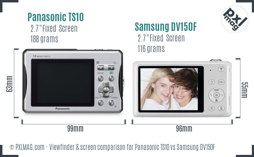 Panasonic TS10 vs Samsung DV150F Screen and Viewfinder comparison