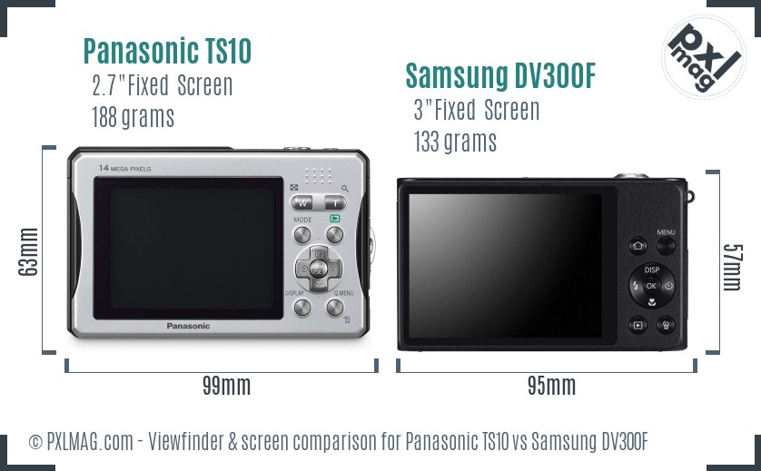 Panasonic TS10 vs Samsung DV300F Screen and Viewfinder comparison