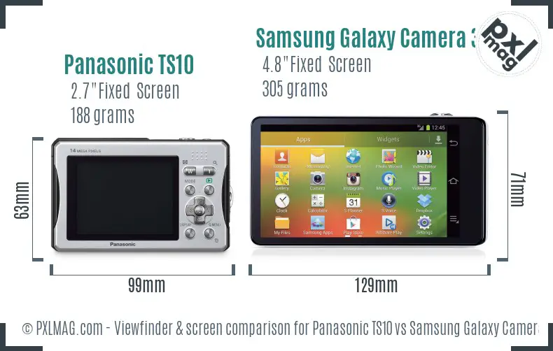Panasonic TS10 vs Samsung Galaxy Camera 3G Screen and Viewfinder comparison Panasonic TS10 vs Samsung Galaxy Camera 3G Screen and Viewfinder comparison