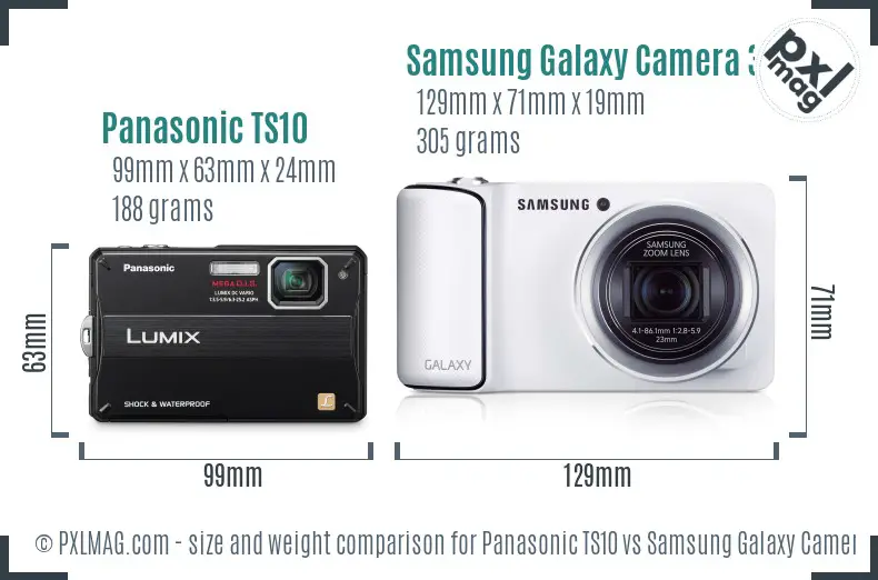 Panasonic TS10 vs Samsung Galaxy Camera 3G size comparison Panasonic TS10 vs Samsung Galaxy Camera 3G size comparison