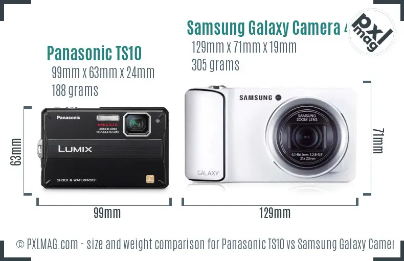 Panasonic TS10 vs Samsung Galaxy Camera 4G size comparison