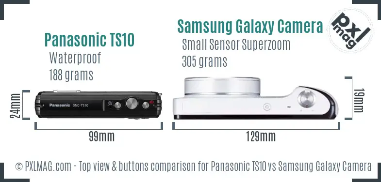 Panasonic TS10 vs Samsung Galaxy Camera 4G top view buttons comparison