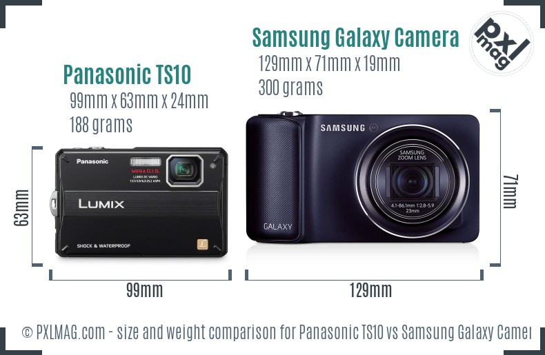 Panasonic TS10 vs Samsung Galaxy Camera size comparison
