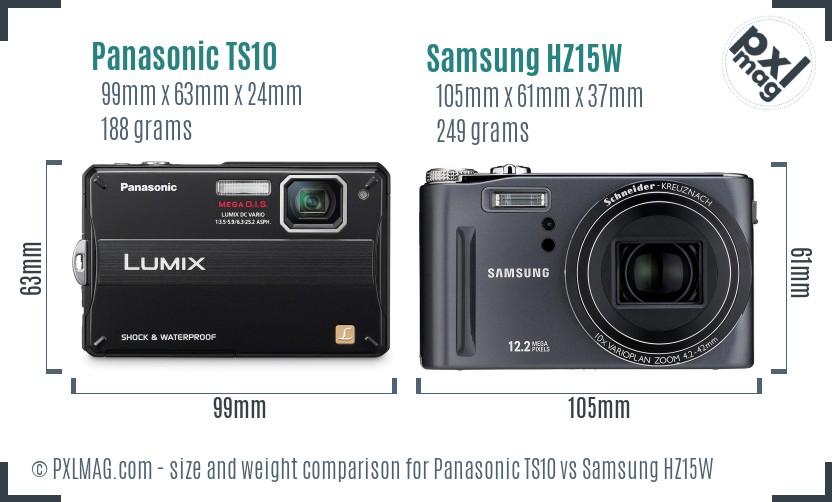 Panasonic TS10 vs Samsung HZ15W size comparison Panasonic TS10 vs Samsung HZ15W size comparison