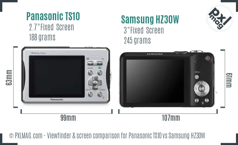 Panasonic TS10 vs Samsung HZ30W Screen and Viewfinder comparison Panasonic TS10 vs Samsung HZ30W Screen and Viewfinder comparison