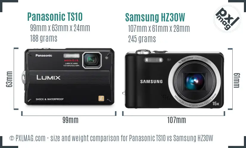 Panasonic TS10 vs Samsung HZ30W size comparison Panasonic TS10 vs Samsung HZ30W size comparison