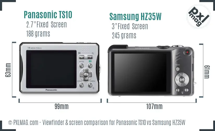 Panasonic TS10 vs Samsung HZ35W Screen and Viewfinder comparison Panasonic TS10 vs Samsung HZ35W Screen and Viewfinder comparison