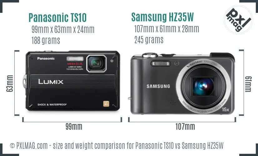 Panasonic TS10 vs Samsung HZ35W size comparison Panasonic TS10 vs Samsung HZ35W size comparison