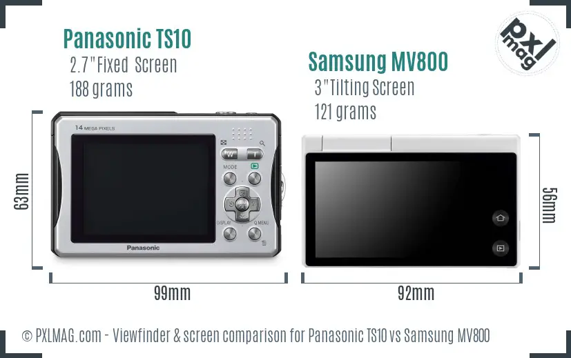 Panasonic TS10 vs Samsung MV800 Screen and Viewfinder comparison
