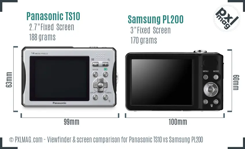 Panasonic TS10 vs Samsung PL200 Screen and Viewfinder comparison