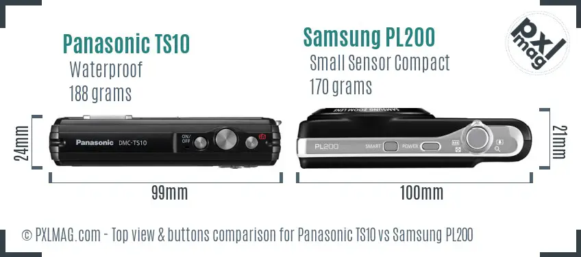 Panasonic TS10 vs Samsung PL200 top view buttons comparison