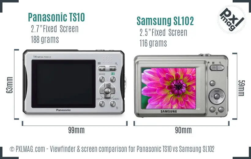 Panasonic TS10 vs Samsung SL102 Screen and Viewfinder comparison Panasonic TS10 vs Samsung SL102 Screen and Viewfinder comparison
