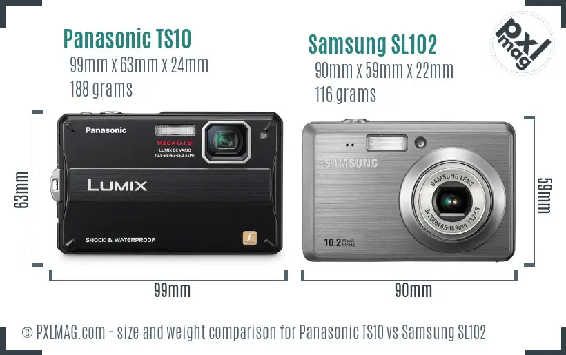 Panasonic TS10 vs Samsung SL102 size comparison Panasonic TS10 vs Samsung SL102 size comparison