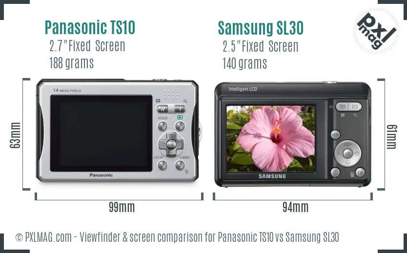 Panasonic TS10 vs Samsung SL30 Screen and Viewfinder comparison