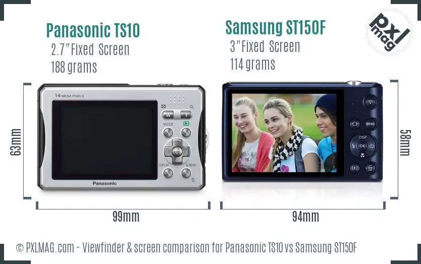 Panasonic TS10 vs Samsung ST150F Screen and Viewfinder comparison Panasonic TS10 vs Samsung ST150F Screen and Viewfinder comparison