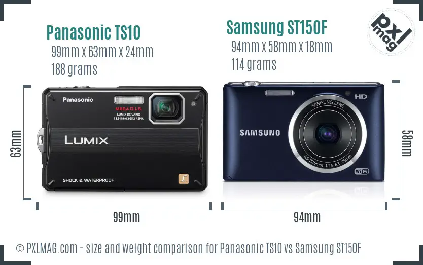 Panasonic TS10 vs Samsung ST150F size comparison Panasonic TS10 vs Samsung ST150F size comparison