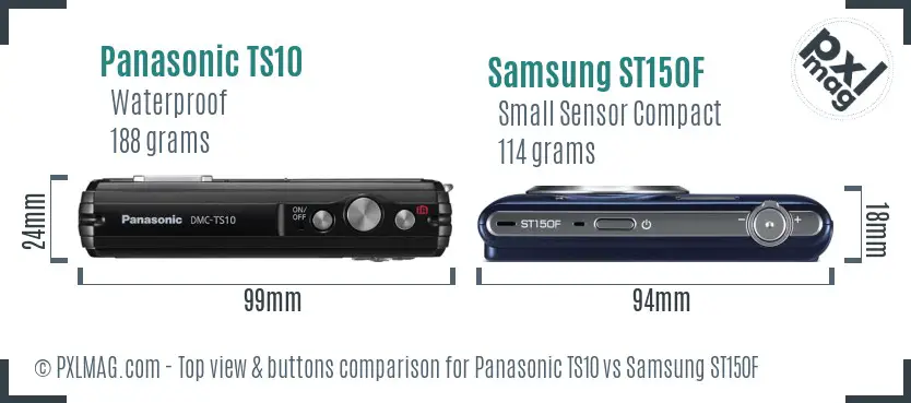 Panasonic TS10 vs Samsung ST150F top view buttons comparison Panasonic TS10 vs Samsung ST150F top view buttons comparison